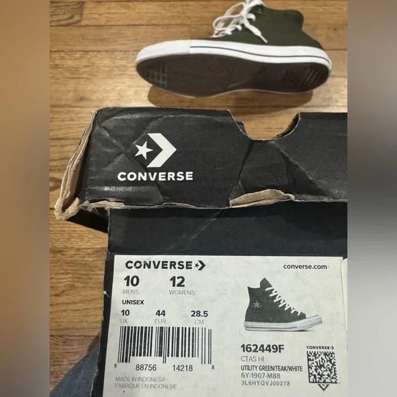 Converse All Star Utility Green/Teak/White Mens 10 Women’s 12 - Picture 14 of 15